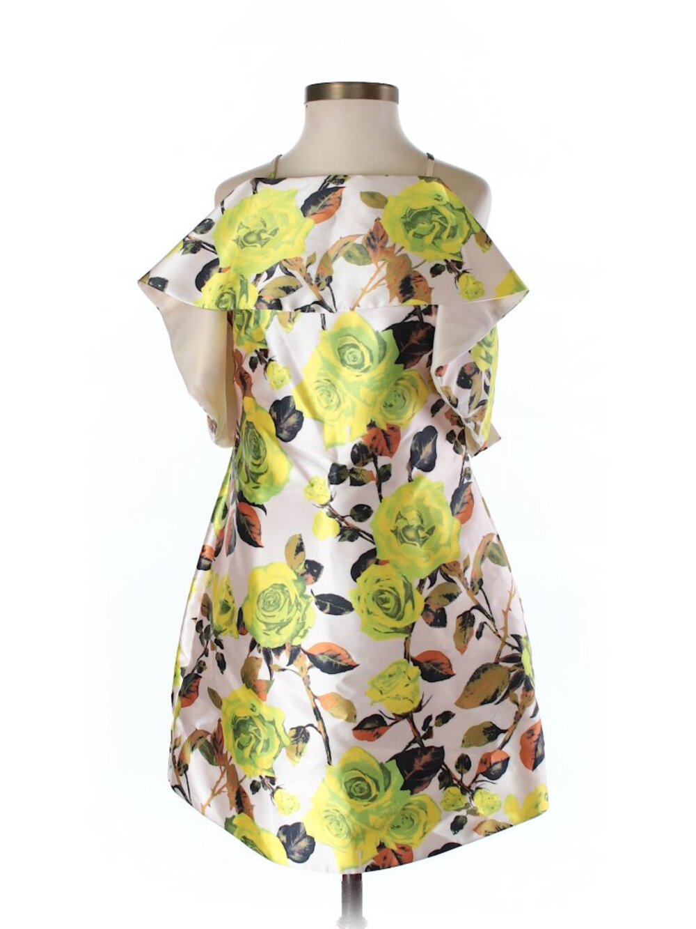 Renn Green Tan Size XS A-Line Sheath Printed Layered Ruffle Floral Dress